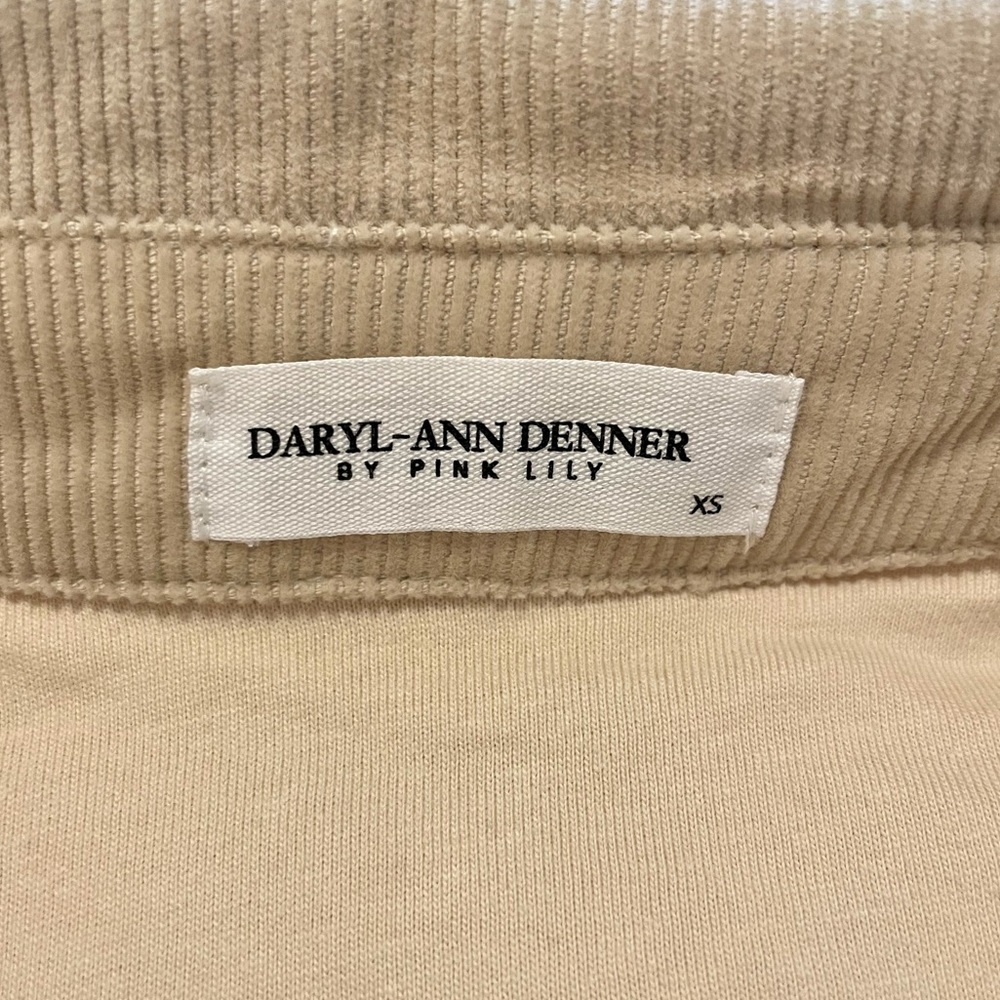 NWOT Daryl-Ann Denner X Pink Lily Madison Jersey Lined Beige Cord Shacket - Picture 4 of 5